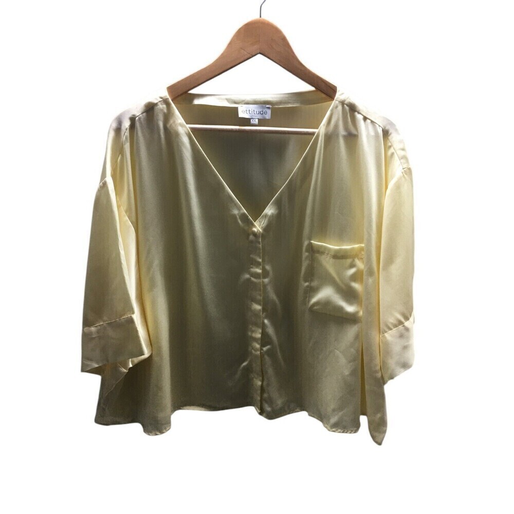 Ettitude Top Women's Size XXL Light Yellow 100% Bamboo Lyocell Short Sleeve